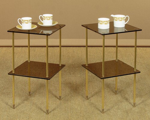 Pair brass glass side - brass, &