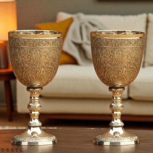 Handcrafted brass wine goblet - brass,