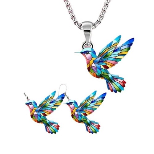 Women hummingbird necklace - hummingbird,