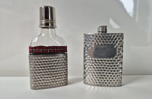Vintage pewter hip flask - pewter,
