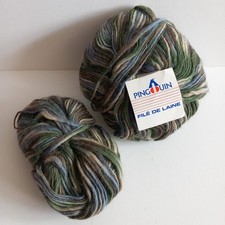 100% Wool Chunky Pingouin 150g Green Blue Brown Natural Painted Roving Knitting