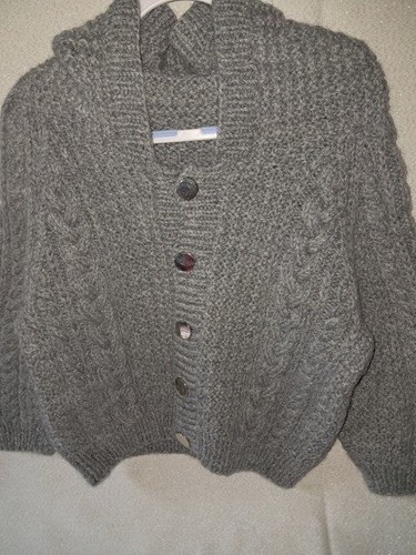 Boys grey wool - wool, cable-knit