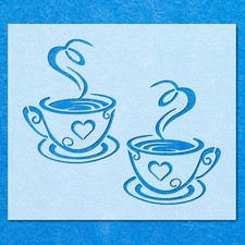 Coffee Tea Cups Home Kitchen Stencil: Mylar Airbrush Wall Art Painting Crafts
