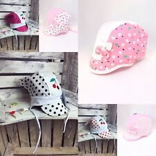 Baby Girl Toddler Cotton Bandana Summer Hat Cherry Bow Headband Sun Protection