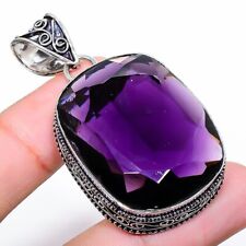Amethyst Gemstone 925 Silver Handmade Jewelry Pendant 2.01"