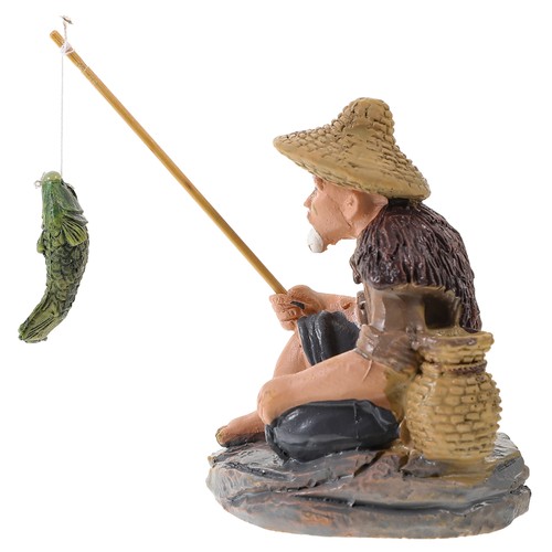 Resin fisherman figurine - resin,