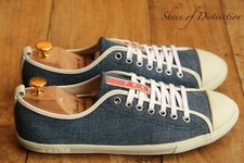 Prada Blue Denim Leather Shoes Trainers Sneakers Men's UK 8 US 9 EU 42