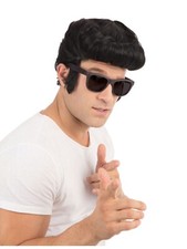 Greaser Costume Wig Black 50s Style Hairpiece for Rock’n’Roll Elvis T-Bird Party