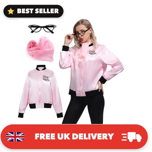 Women pink satin ladies grease - women,
