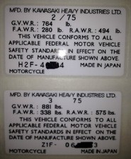 KAWASAKI Z1 900 Z1A 900 Z1B 900 H1D USA HEADSTOCK FRAME DECAL RESTORATION DECAL