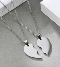 Couple Necklace Love Heart Stitching Pendant Puzzle Matching Two Halves Heart