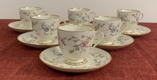 6 Furstenberg Porcelain Floral Demitasse / Coffee Cups & Saucers 01695
