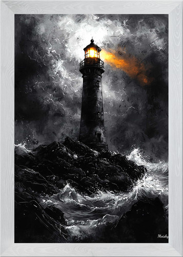 Stormy lighthouse dramatic - stormy, in