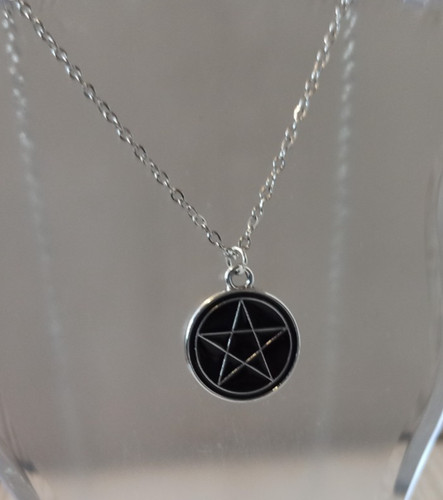 Pentagram necklace black - necklace,