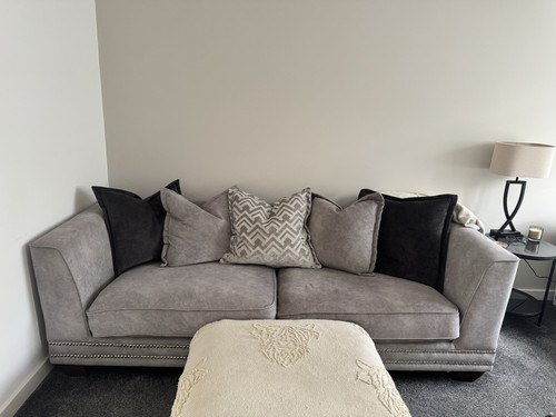 Grey fabric seater sofa - fabric, with