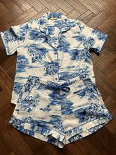 Cyberjammies Blue and White Greek Pattern Pyjamas Size 12 