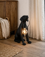 Dog Table Lamp 45cm Black