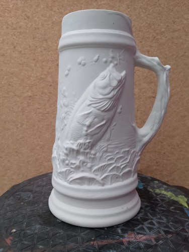 Unpainted ceramic bisque fish - unpainted,