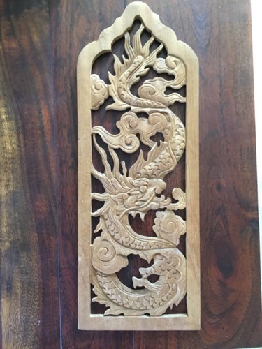 Dragon carved wooden wall - ,