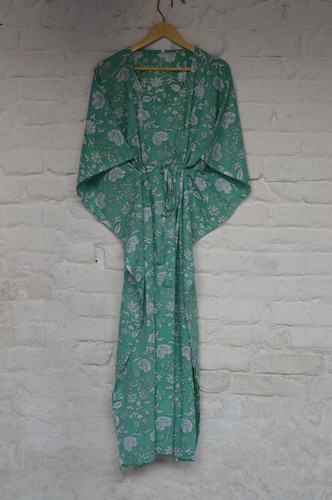Indian hand print long kaftan - indian,