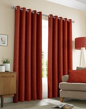 Clumber Thermal Heavy Weight Plain Chenille Eyelet Curtain - 5 Colours