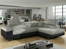 L-Shaped Corner Sofa Bed with Storage New ANTON Fabric Faux Leather