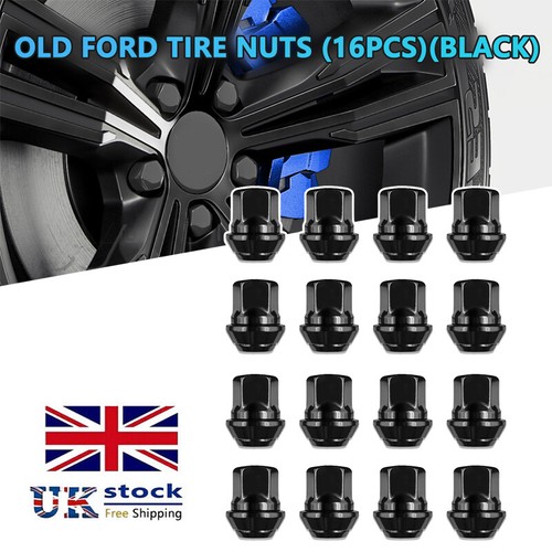 16pc black alloy wheel - black, nut