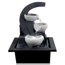 Water Feature Indoor Tabletop LED Fountain Waterfall Home Decor (White Bowls)