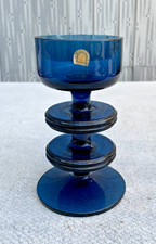 Wedgwood Sheringham 2 Disc Blue Glass Candle Holder, Ronald Stennett Willson