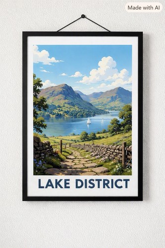 Lake district print framed - lake,