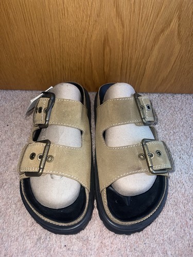 Zara leather sandals sliders - zara, sandals/sliders