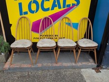 Set of 4 1960s Ercol Windsor Blonde Quaker Chairs Original Vintage Elm Model 365