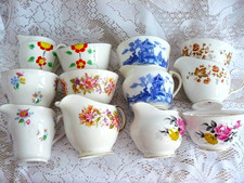 12 xVINTAGE MISMATCHED SUGAR BOWLS/MILK JUG WEDDINGS/BULK CROCKERY/JOB LOT SET 2