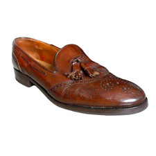 Russell & Bromley Campus Tan Leather Tassel Wingtip Loafers Size EU 40.5 UK 7.5