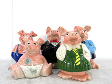 Vintage Full Set Of 5 x NatWest Wade Pigs With Original Stoppers
