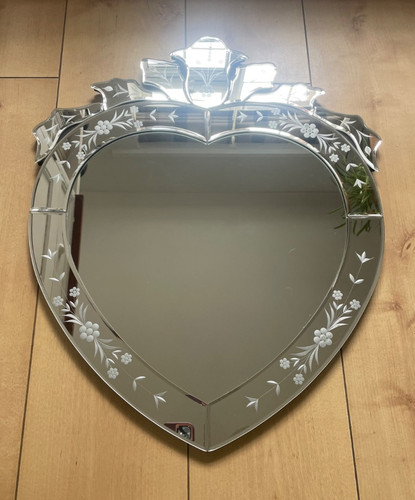 Vintage mirror bevelled etched - vintage,