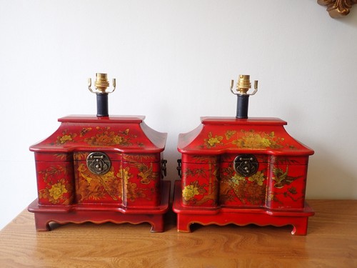 Pair red lacquer - of, chinese