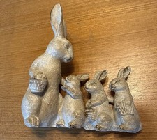 Pottery Rabbit Family Figurine