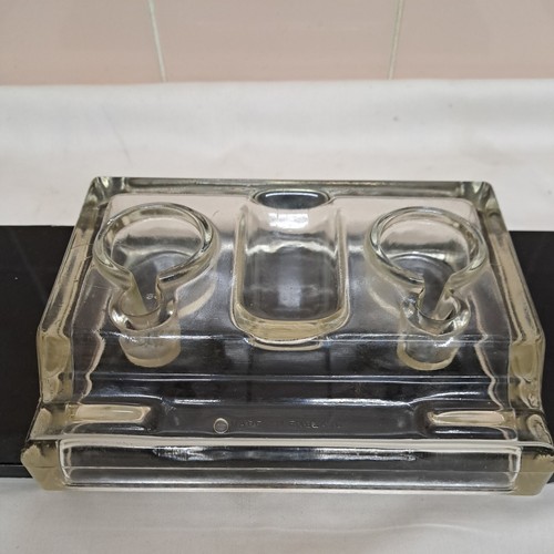 Vintage glass double ink well - glass,