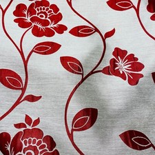 Red Poppy Ivory Floral Leaves