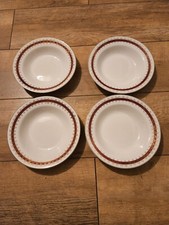 Barratts England Delphatic White Tableware Meakin Red bowls x 4