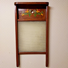Antique glass washboard hand
