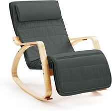 Silent Rocking Nursery Chair with Footrest | Bentwood Frame | Cushioned Comfort