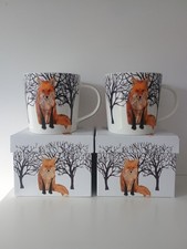 2 x Two Can Art PPD Winter Fox Porcelain Mug in Box NEW Cup Tea Coffee Woodland 