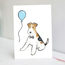 Fox terrier birthday - card,
