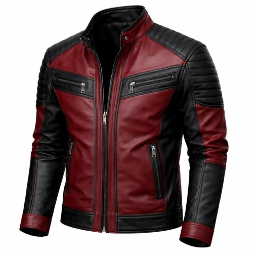 Men red black leather - red,