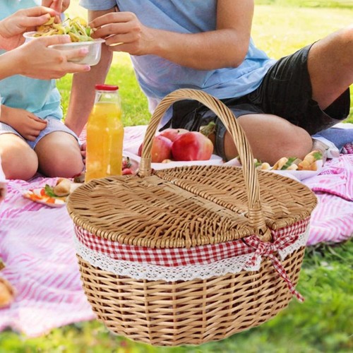 Wicker picnic basket with lid - wicker,