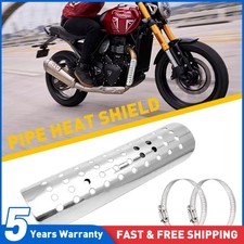MotorcycleChrome Exhaust Muffler Pipe Heat Shield Cover Protector Universal FIT
