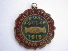 National Union of Railwaymen & ASLEF 1919 Solidarity won Strike enameled medal