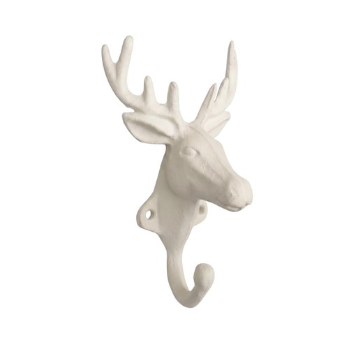 White cast iron deer head - white, wall